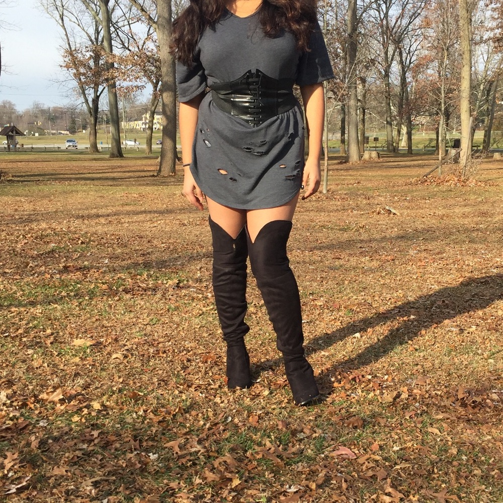 Fashion Nova Distressed Sweater Tunic